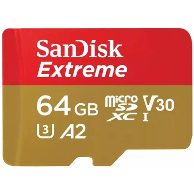 Карта пам'яті SanDisk microSD 64GB C10 UHS-I U3 R170/W80MB/s Extreme V30 (SDSQXAH-064G-GN6MN)