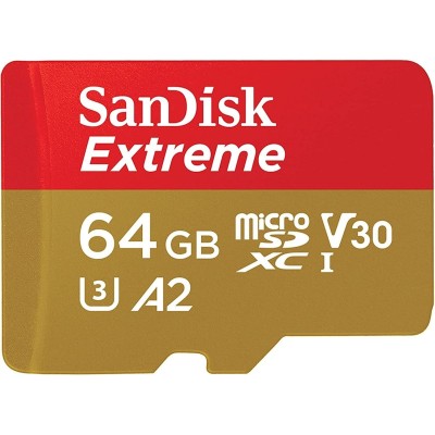 Карта пам'яті SanDisk microSD 64GB C10 UHS-I U3 R170/W80MB/s Extreme V30 + SD (SDSQXAH-064G-GN6MA)