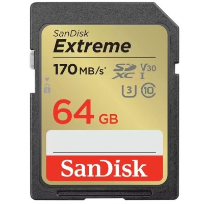 Карта пам'яті SanDisk SD 64GB C10 UHS-I U3 R170/W80MB/s Extreme V30 (SDSDXV2-064G-GNCIN)
