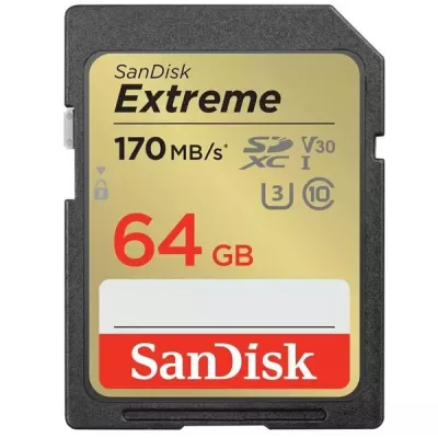 Карта пам'яті SanDisk SD 64GB C10 UHS-I U3 R170/W80MB/s Extreme V30 (SDSDXV2-064G-GNCIN)