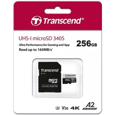 Карта пам'яті Transcend microSD 256GB C10 UHS-I U3 A2 R160/W125MB/s + SD (TS256GUSD340S)