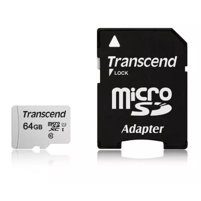 Карта пам'яті Transcend microSD 64GB C10 UHS-I R100/W20MB/s + SD (TS64GUSD300S-A)