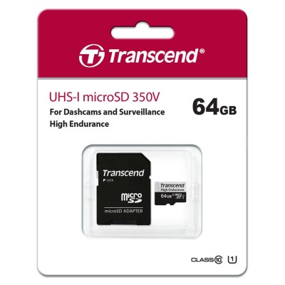 Карта пам'яті Transcend microSD 64GB C10 UHS-I U1 High Endurance (85TB) (TS64GUSD350V) Карта пам'яті Transcend microSD 64GB C10 UHS-I U1 High Endurance (85TB) (TS64GUSD350V)