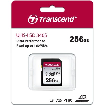 Карта пам'яті Transcend SD 256GB C10 UHS-I U3 A2 R160/W90MB/s 4K (TS256GSDC340S)