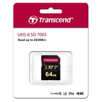 Карта пам'яті Transcend SD 64GB C10 UHS-II U3 R285/W220MB/s 4K (TS64GSDC700S)