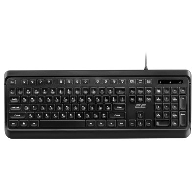 Клавіатура мембранна 2E KS120 104key, USB-A, EN/UK, White LED, чорний (2E-KS120UB_UA)