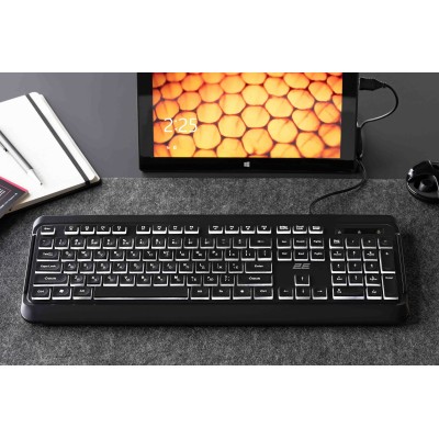 Клавіатура мембранна 2E KS120 104key, USB-A, EN/UK, White LED, чорний (2E-KS120UB_UA)