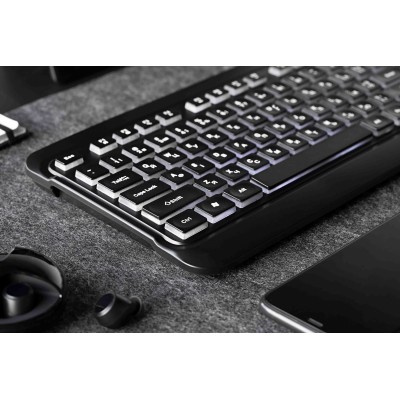 Клавіатура мембранна 2E KS120 104key, USB-A, EN/UK, White LED, чорний (2E-KS120UB_UA)