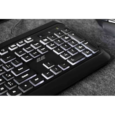 Клавіатура мембранна 2E KS120 104key, USB-A, EN/UK, White LED, чорний (2E-KS120UB_UA)