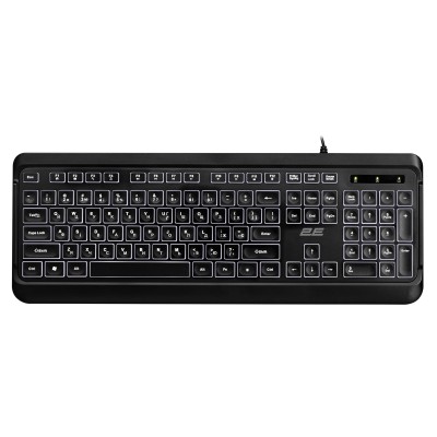 Клавіатура мембранна 2E KS120 104key, USB-A, EN/UK, White LED, чорний (2E-KS120UB_UA)