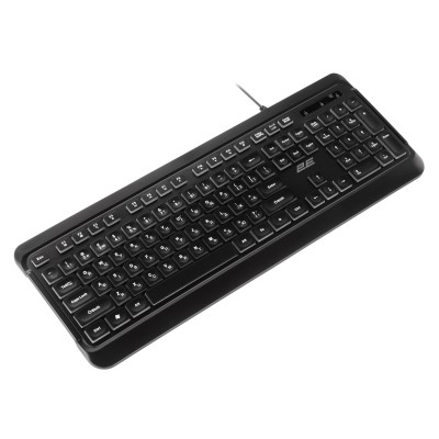 Клавіатура мембранна 2E KS120 104key, USB-A, EN/UK, White LED, чорний (2E-KS120UB_UA)