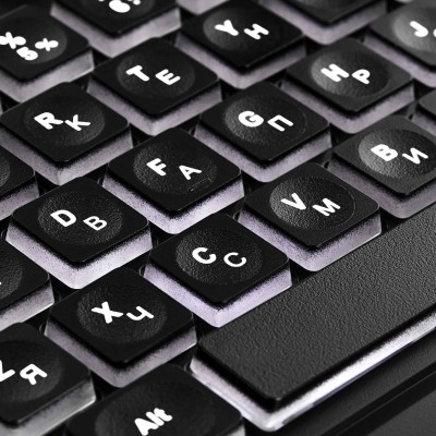 Клавіатура мембранна 2E KS120 104key, USB-A, EN/UK, White LED, чорний (2E-KS120UB_UA)