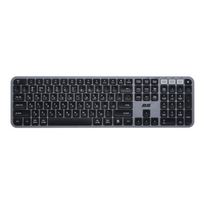 Клавіатура мембранна 2E KS240 110key, WL/BT, EN/UK, сіро-чорний (2E-KS240WG_UA)