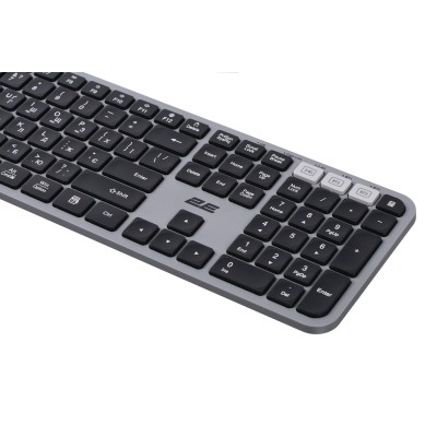 Клавіатура мембранна 2E KS240 110key, WL/BT, EN/UK, сіро-чорний (2E-KS240WG_UA)