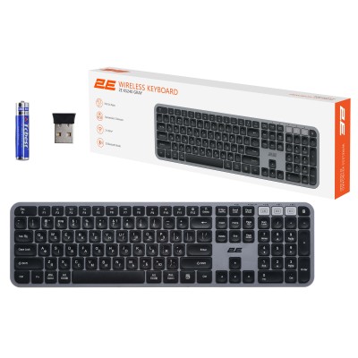Клавіатура мембранна 2E KS240 110key, WL/BT, EN/UK, сіро-чорний (2E-KS240WG_UA)