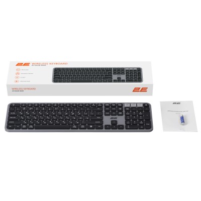 Клавіатура мембранна 2E KS240 110key, WL/BT, EN/UK, сіро-чорний (2E-KS240WG_UA)