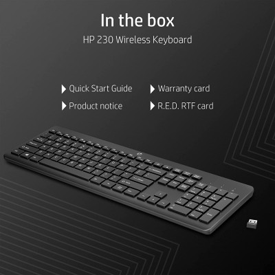 Клавіатура мембранна HP 230, 106key, WL, EN/UK, чорний (3L1E7AA)