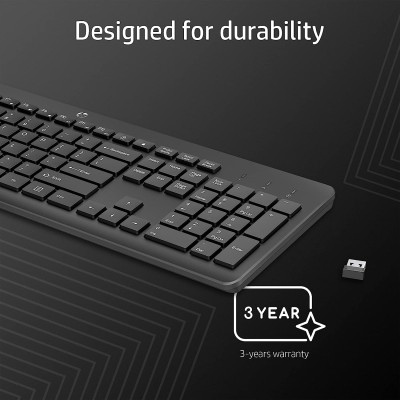Клавіатура мембранна HP 230, 106key, WL, EN/UK, чорний (3L1E7AA)