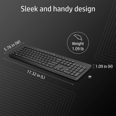Клавіатура мембранна HP 230, 106key, WL, EN/UK, чорний (3L1E7AA)