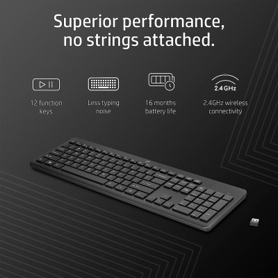 Клавіатура мембранна HP 230, 106key, WL, EN/UK, чорний (3L1E7AA)