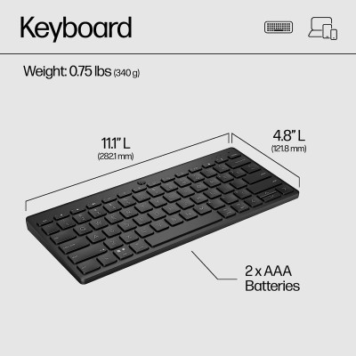 Клавіатура мембранна HP 350 Compact Multi-Device, 78key, BT, EN/UK, чорний (692S8AA)