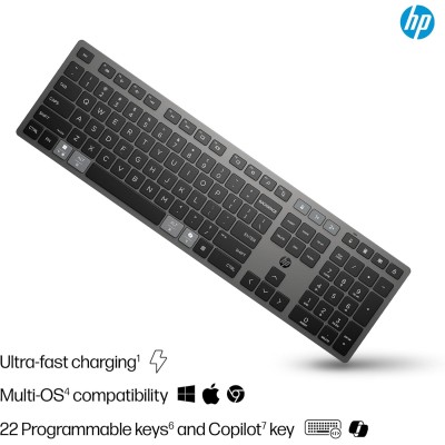 Клавіатура мембранна HP 720 Multi-Device Rechargeable, 109key, WL/BT, EN/UK, чорний (9T5B1AA)