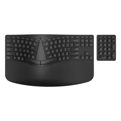 Клавіатура мембранна HP 960 BLK Ergonomic split-zone, 112key, BT, EN/UK, чорний (7E755AA)