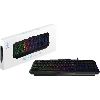 Клавіатура мембранна MSI FORGE GK100 104key, USB-A, EN/UKR/RU, ColorLED, чорний (S11-04UA221-HH9)
