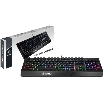 Клавіатура мембранна MSI Vigor GK20 UA 104key, USB-A, EN/UKR/RU, ColorLED, чорний (S11-04UA208-CL)