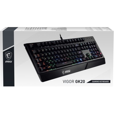 Клавіатура мембранна MSI Vigor GK20 UA 104key, USB-A, EN/UKR/RU, ColorLED, чорний (S11-04UA208-CL)