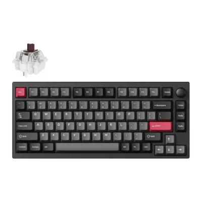 Клавіатура механічна Lemokey P1 Pro 84Key, Keychron Super Brown, WL/BT/USB-A, QMK/VIA, Hot-Swap, EN/UKR, RGB, Knob, Carbon Black