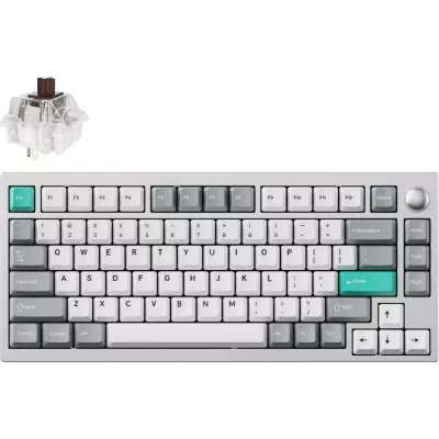 Клавіатура механічна Lemokey P1 Pro 84Key, Keychron Super Brown, WL/BT/USB-A, QMK/VIA, Hot-Swap, EN/UKR, RGB, Knob, Space Silver