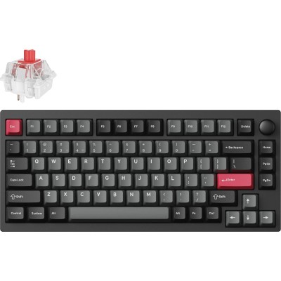 Клавіатура механічна Lemokey P1 Pro 84Key, Keychron Super Red, WL/BT/USB-A, QMK/VIA, Hot-Swap, EN/UKR, RGB, Knob, Carbon Black (