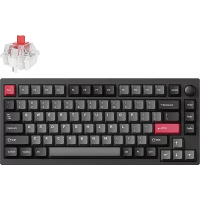 Клавіатура механічна Lemokey P1 Pro 84Key, Keychron Super Red, WL/BT/USB-A, QMK/VIA, Hot-Swap, EN/UKR, RGB, Knob, Carbon Black (