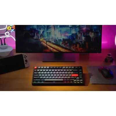 Клавіатура механічна Lemokey P1 Pro 84Key, Keychron Super Red, WL/BT/USB-A, QMK/VIA, Hot-Swap, EN/UKR, RGB, Knob, Carbon Black (