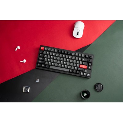 Клавіатура механічна Lemokey P1 Pro 84Key, Keychron Super Red, WL/BT/USB-A, QMK/VIA, Hot-Swap, EN/UKR, RGB, Knob, Carbon Black (