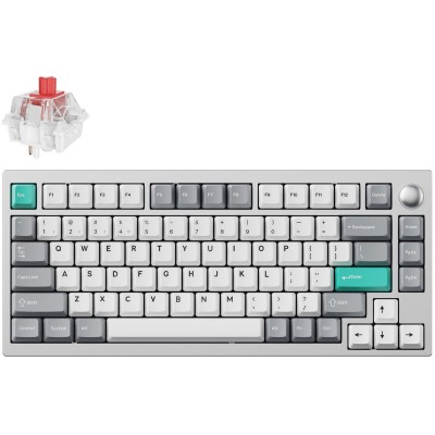 Клавіатура механічна Lemokey P1 Pro 84Key, Keychron Super Red, WL/BT/USB-A, QMK/VIA, Hot-Swap, EN/UKR, RGB, Knob, Space Silver (