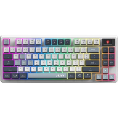 Клавіатура механічна MSI FORGE GK600 TKL W SKY UA 104key, mechanical Linear, USB-A, Wireless, Bluetooth, EN/UKR/RU, RGB, білий (