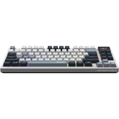 Клавіатура механічна MSI FORGE GK600 TKL W SKY UA 104key, mechanical Linear, USB-A, Wireless, Bluetooth, EN/UKR/RU, RGB, білий (