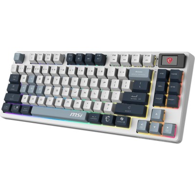 Клавіатура механічна MSI FORGE GK600 TKL W SKY UA 104key, mechanical Linear, USB-A, Wireless, Bluetooth, EN/UKR/RU, RGB, білий (