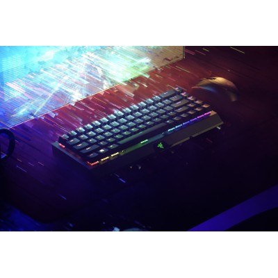 Клавіатура механічна Razer BlackWidow V3 Mini HyperSpeed 68key, Green Switch, USB-A/WL/BT, EN/RU, RGB, чорний (RZ03-03891600-R3R Клавіатура механічна Razer BlackWidow V3 Mini HyperSpeed 68key, Green Switch, USB-A/WL/BT, EN/RU, RGB, чорний (RZ03-03891600-R3R