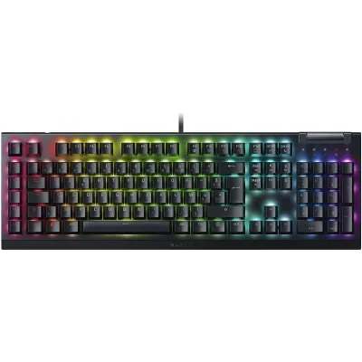 Клавіатура механічна Razer BlackWidow V4 X, 110key, Yellow Switch, USB-A, EN/RU, RGB, чорний (RZ03-04702500-R3R1)