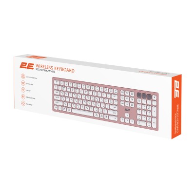 Клавіатура ножнична 2E KS270 109key, WL/BT, EN/UK, рожево-білий (2E-KS270WBPN_UA)