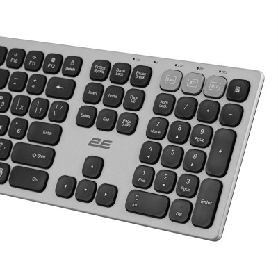 Клавіатура ножнична 2E KS270 109key, WL/BT, EN/UK, сіро-чорний (2E-KS270WBGR_UA)