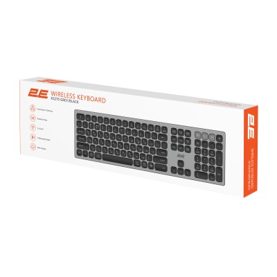 Клавіатура ножнична 2E KS270 109key, WL/BT, EN/UK, сіро-чорний (2E-KS270WBGR_UA)