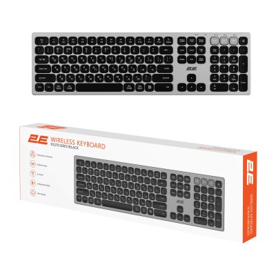 Клавіатура ножнична 2E KS270 109key, WL/BT, EN/UK, сіро-чорний (2E-KS270WBGR_UA)