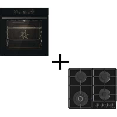 Комплект Gorenje (духовка електрична BO6735E05B + поверхня газова на склі GTW641EB), 743549, чорн (SET_BO6735E05B_GTW641EB)
