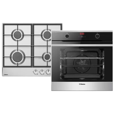 Комплект Hansa (духовка електрична + поверхня газова), чорний+нерж (FCGI69329)