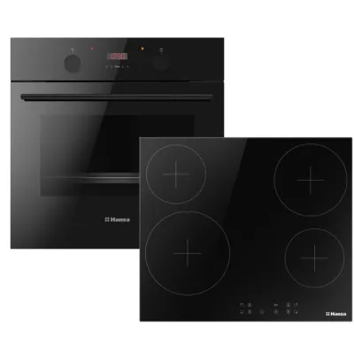 Комплект Hansa (духовка електрична + поверхня склокерамічна), чорний (FCCS68309)