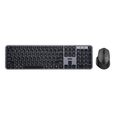 Комплект клавіатура та миша 2E MK440 WL/BT, EN/UK, сіро-чорний (2E-MK440WBGR_UA)